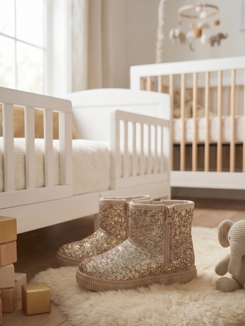 Cat & Jack Glitter Zip Booties in Gold